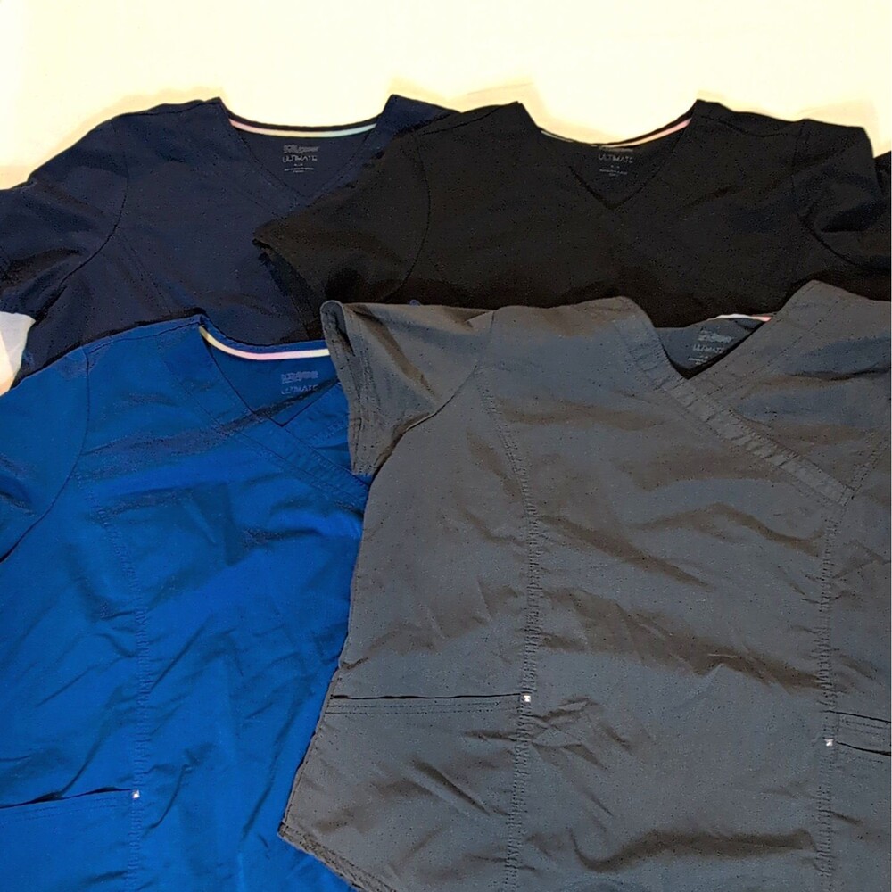 Lot of 4 Scrubstar Ultimate Women's Medical Scrub Top V-Neck Solid XL